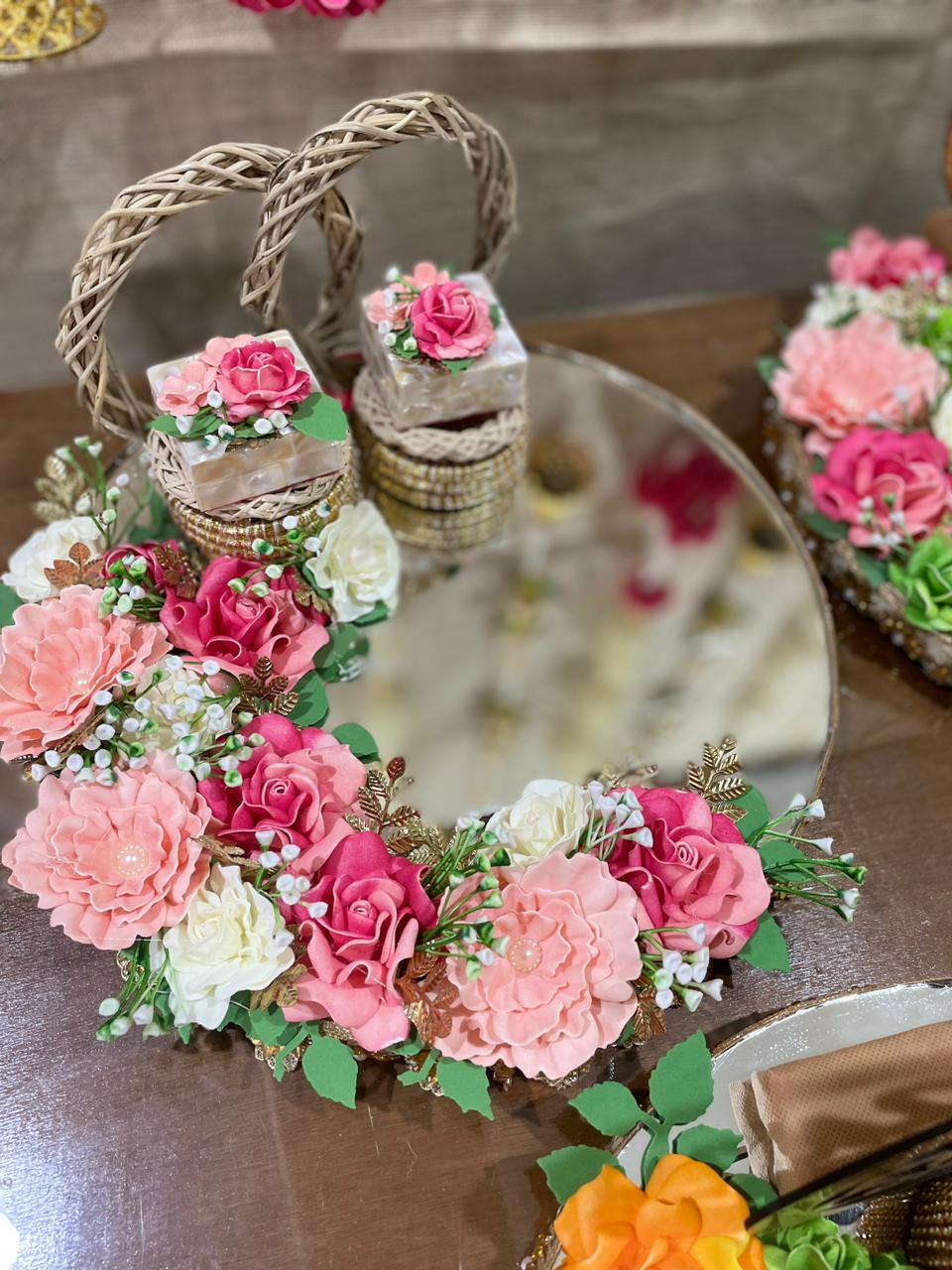 Mirror 12" Platter with 2 Ring Boxes
