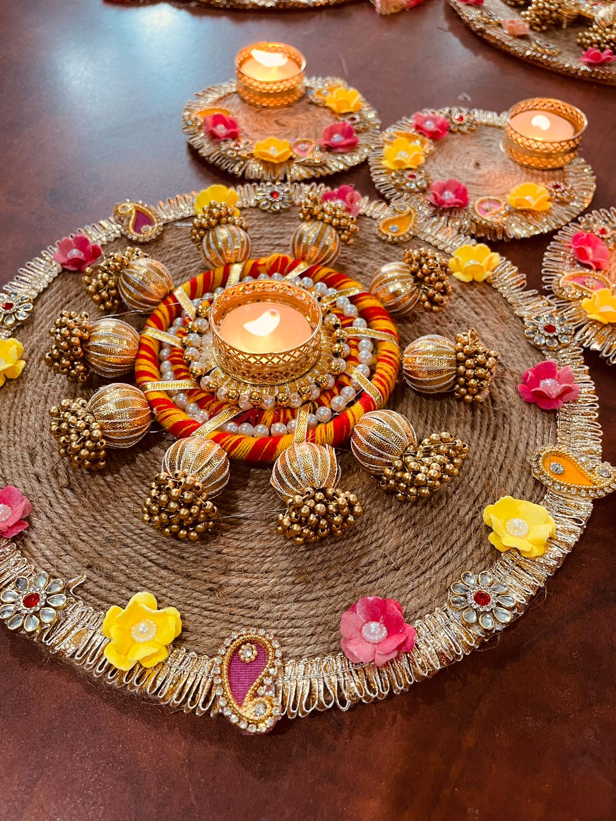 Round Jute Rangolis Set of 5