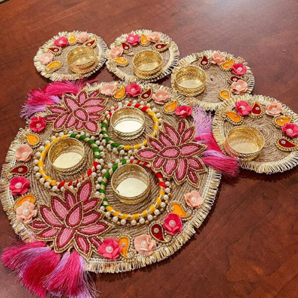 6" Rangoli Mats Set of 4 Pcs - Image 8