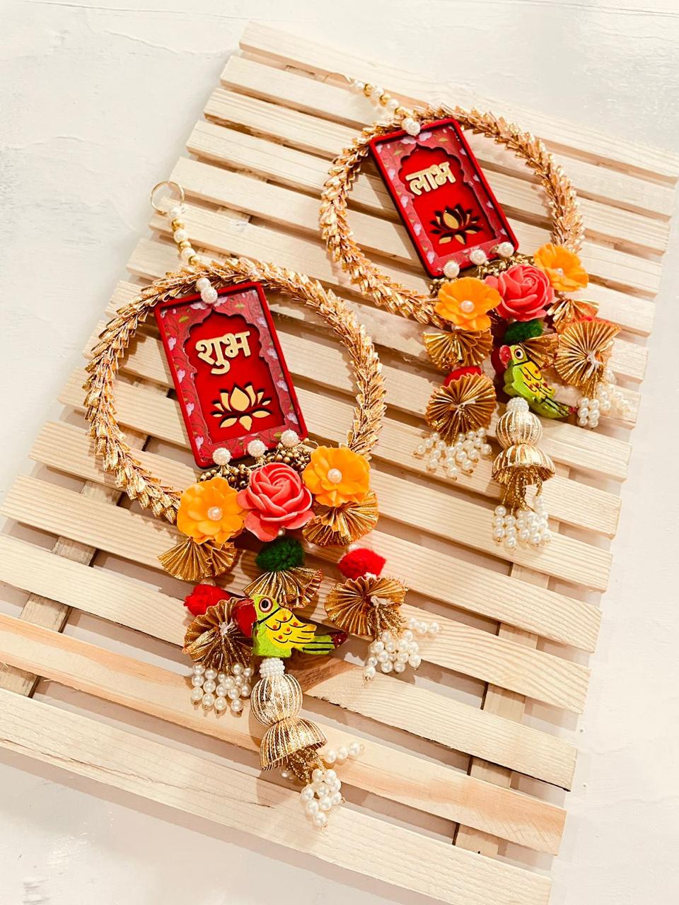 8" Plus Shubh Labh Hangings Single Pair