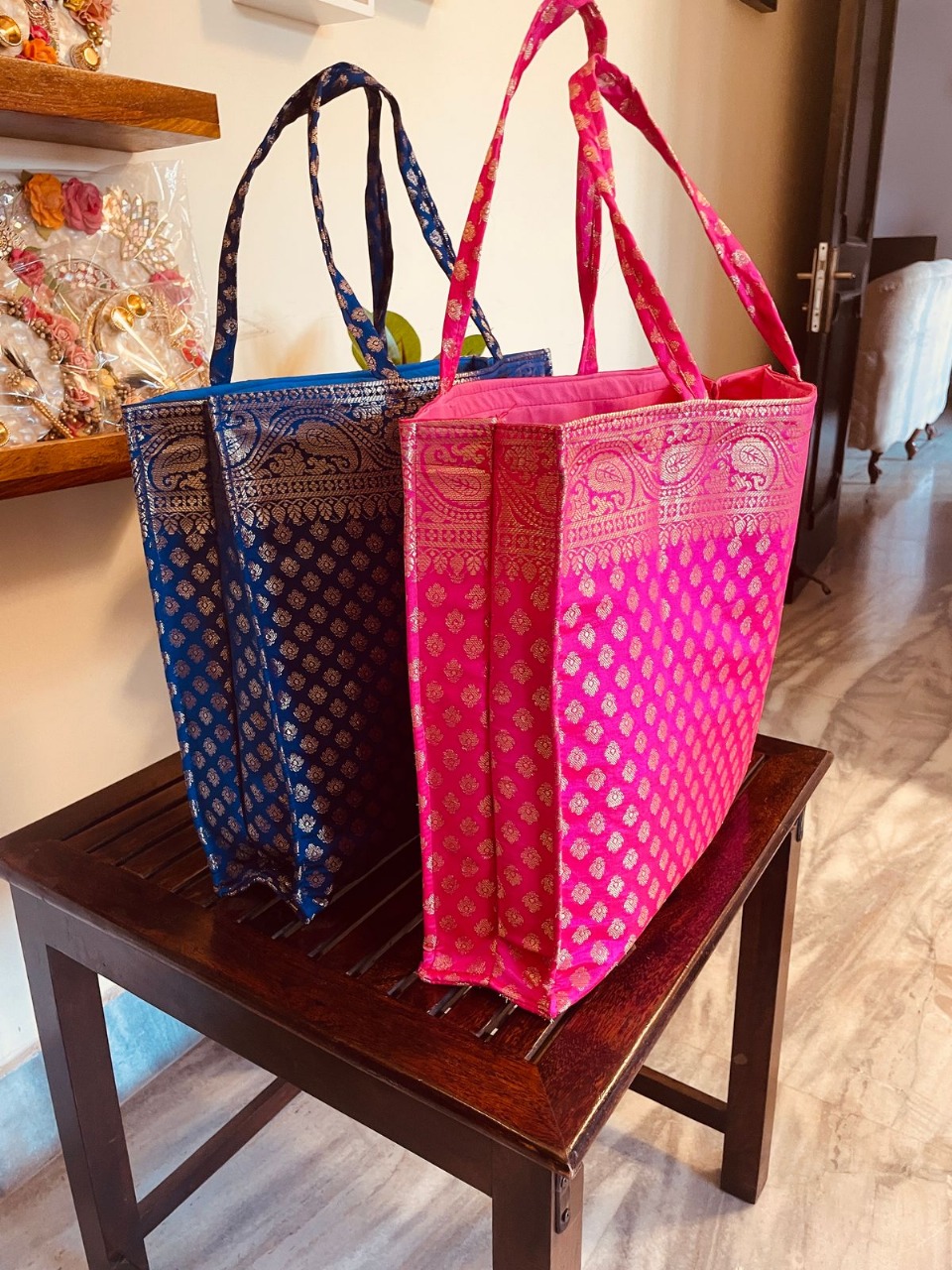 Large Benarsi Silk Hamper Bags