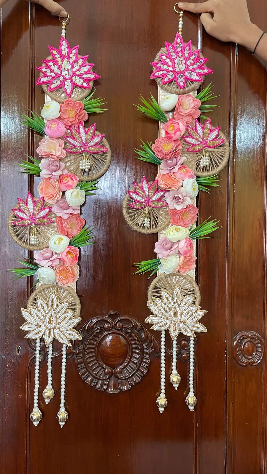 Pink Jute Lotus Hangings