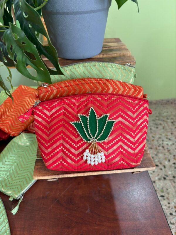 Brocade Toilet Pouch with Zip - Image 3
