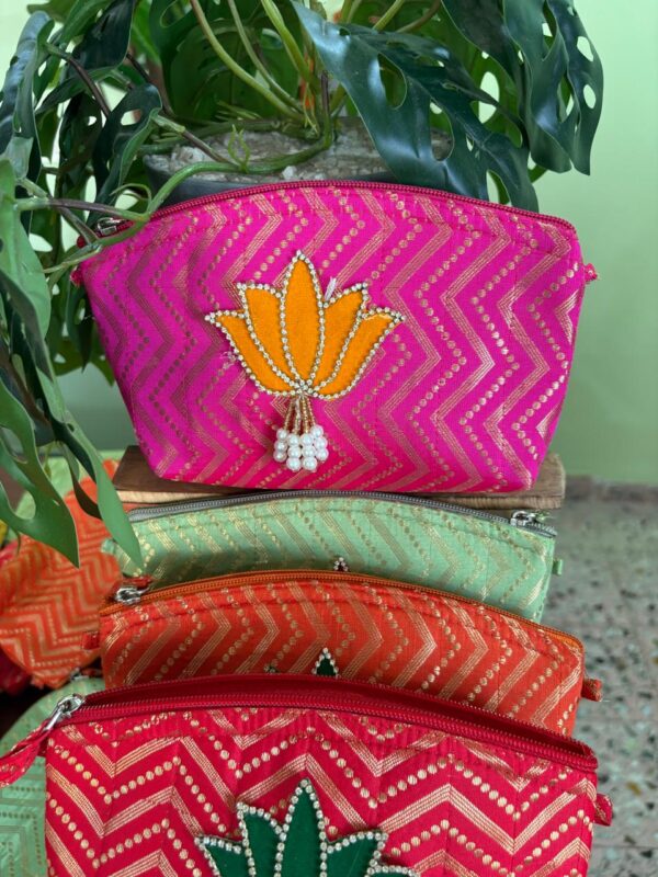 Brocade Toilet Pouch with Zip - Image 2
