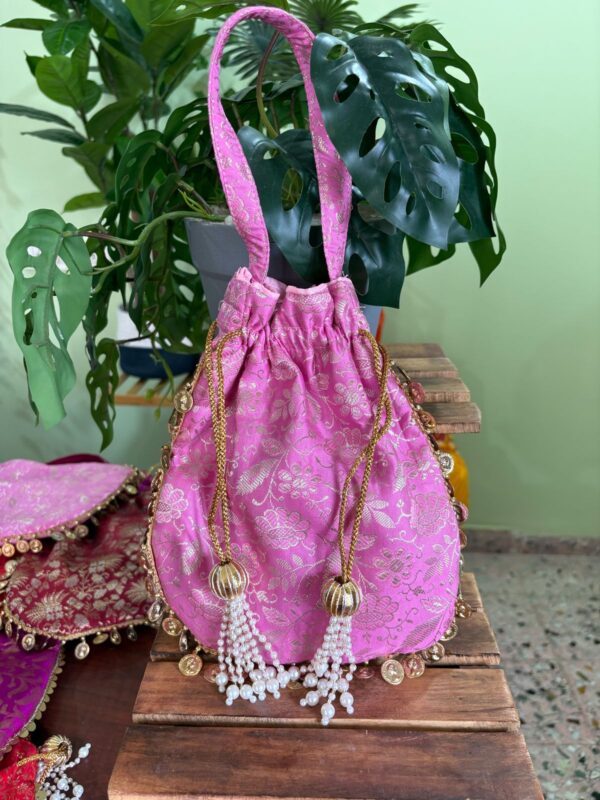 Brocade Matka Potli with handle - Image 7