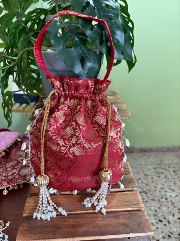 Brocade Matka Potli with handle - Image 6