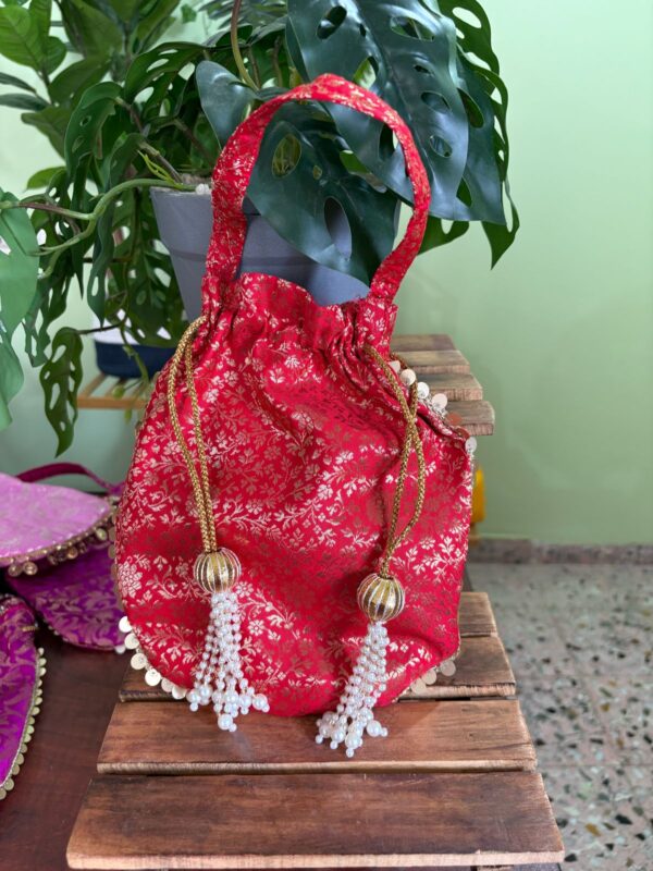 Brocade Matka Potli with handle - Image 5