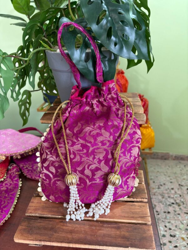 Brocade Matka Potli with handle - Image 4