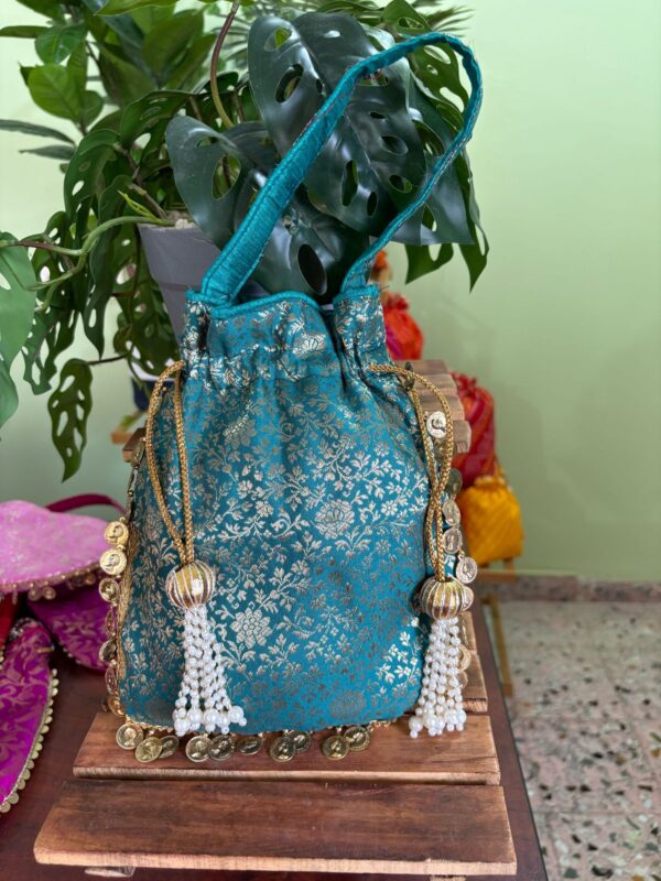 Brocade Matka Potli with handle - Image 3