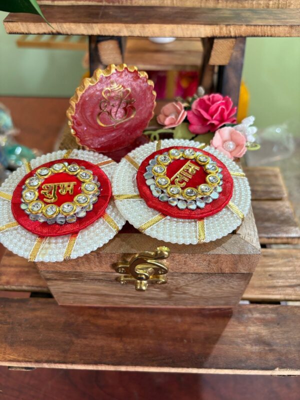 Wooden Box With Resin Ganesha and Shubh labh Hangings