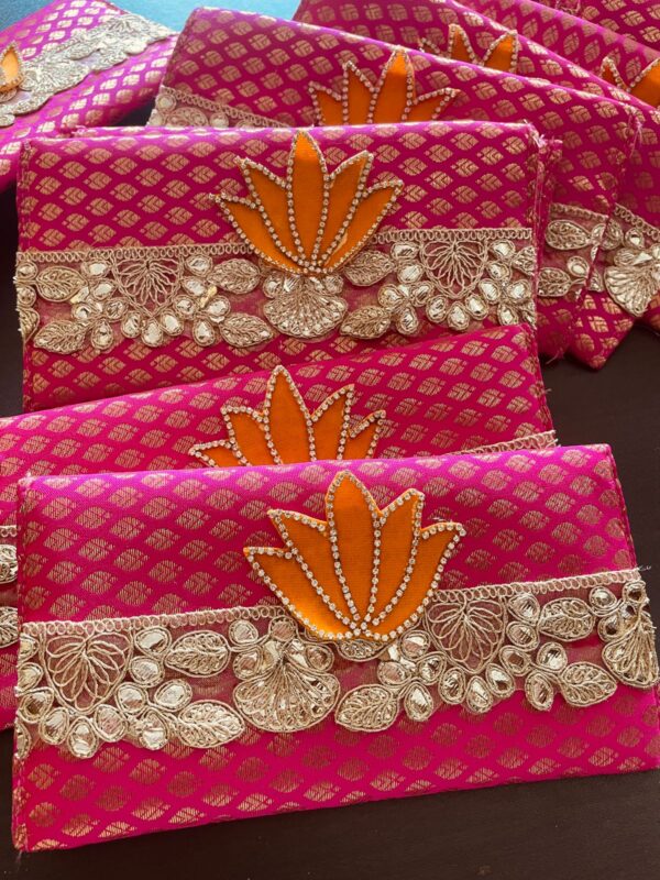 Heavy Pink Lotus Brocade Envelope - Image 2