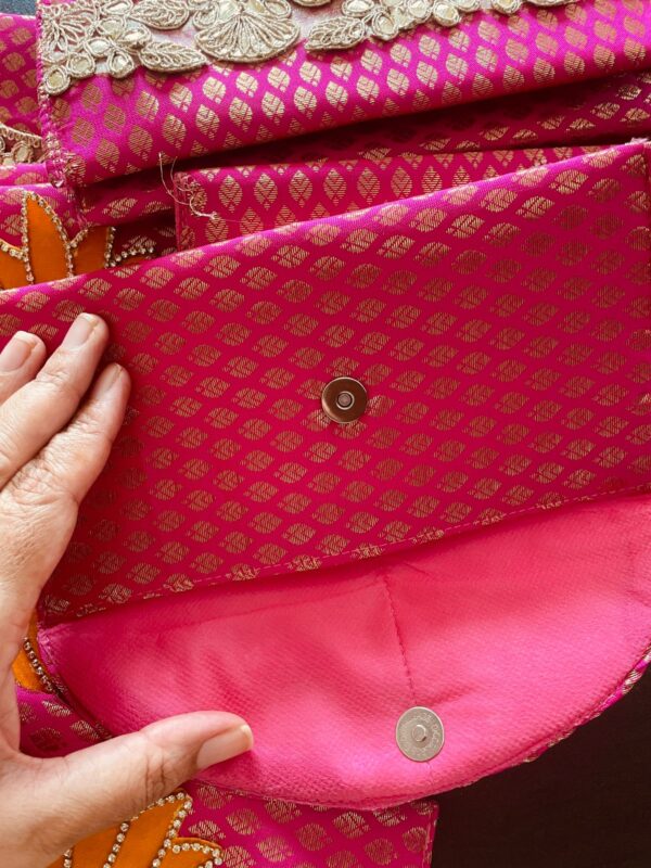 Heavy Pink Lotus Brocade Envelope - Image 3