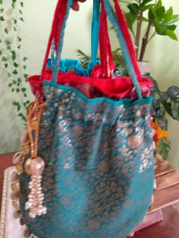 Brocade Matka Potli with handle - Image 10