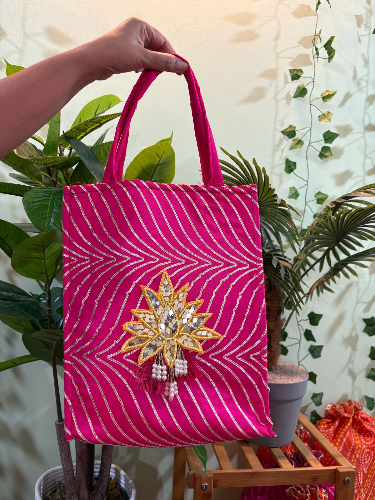 Single Colour Gota Hamper Bags
