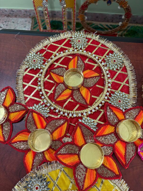 10" Round Rangoli set of 5 pieces (Flower T lights) - Image 2