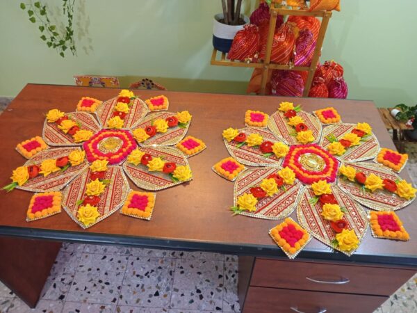 6 Petal Flower Floor Rangoli - Image 3