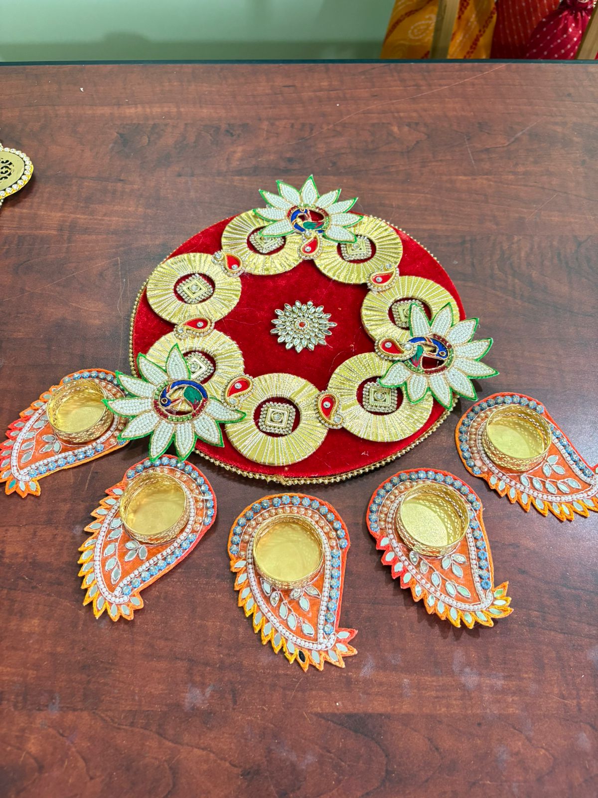 Red Peacock Kairi Rangoli set