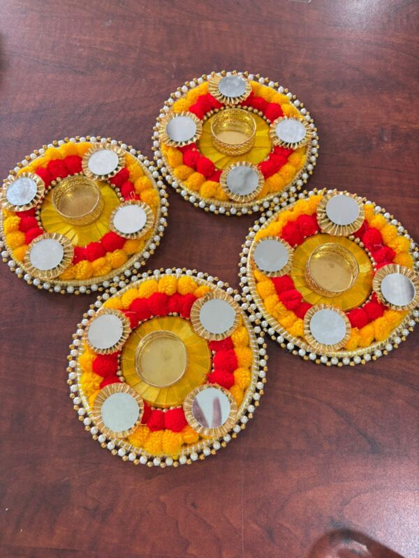 6" Pom Pom Mirror T lights - Image 2