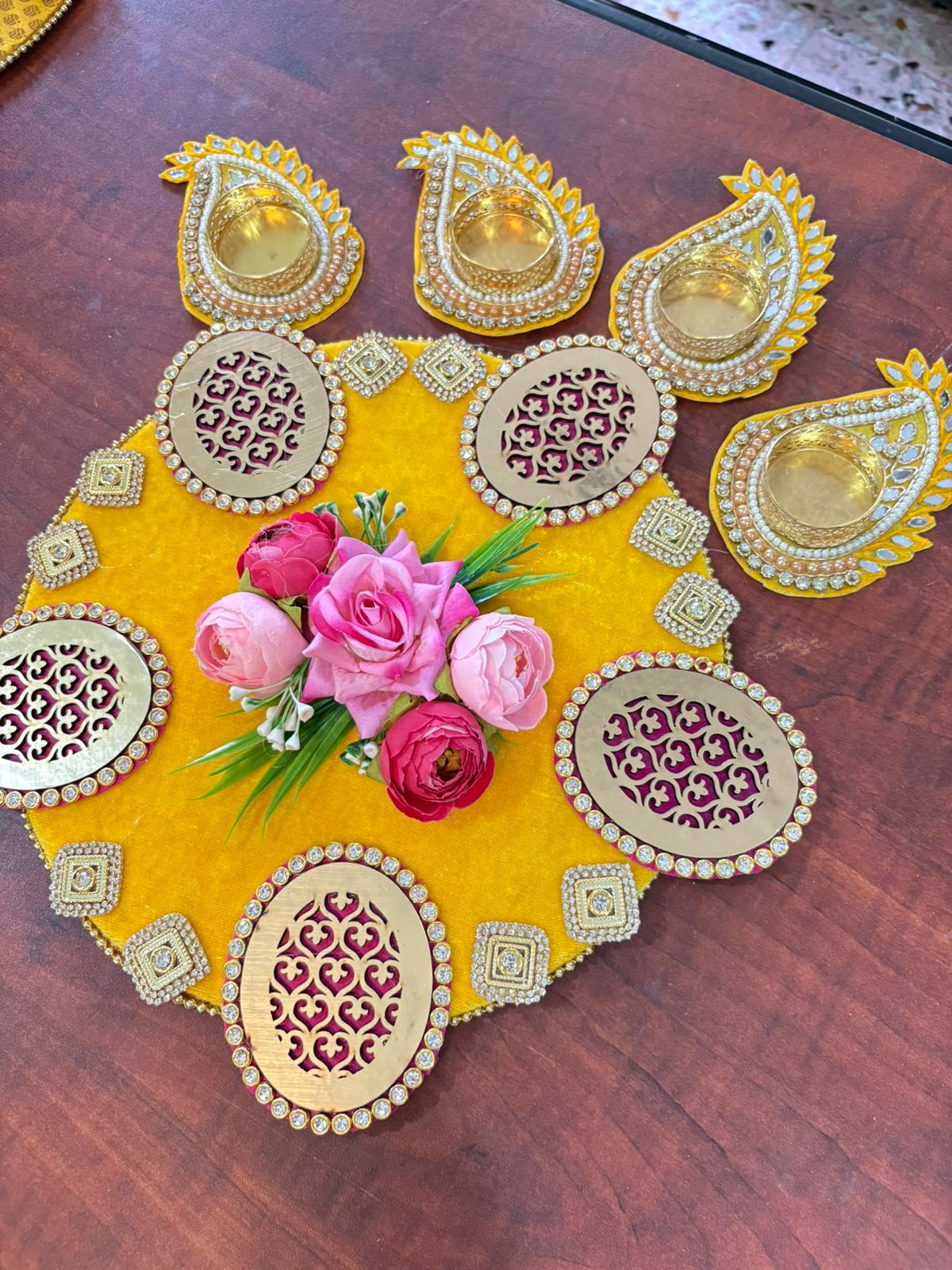 Yellow Cutwork Kairi Rangoli set