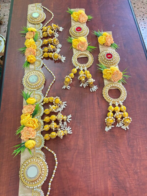 Mirror Gold Floral Bandanwar - Image 3