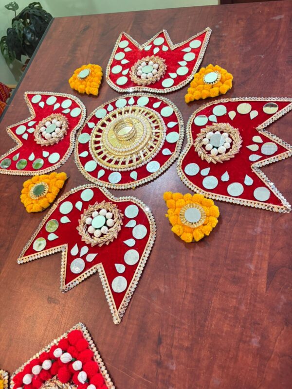 Red Mirror Floor Rangoli Set - Image 2