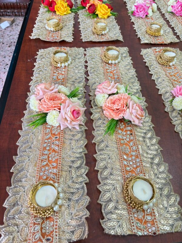 Golden Lace Table Runner Mats