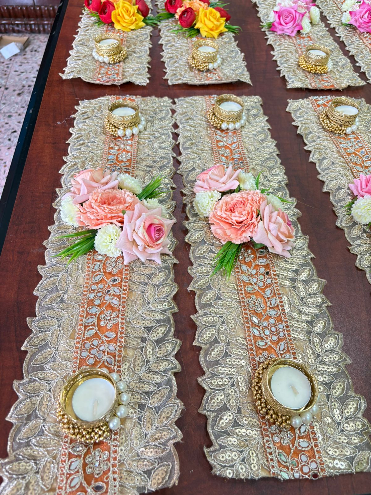 Golden Lace Table Runner Mats