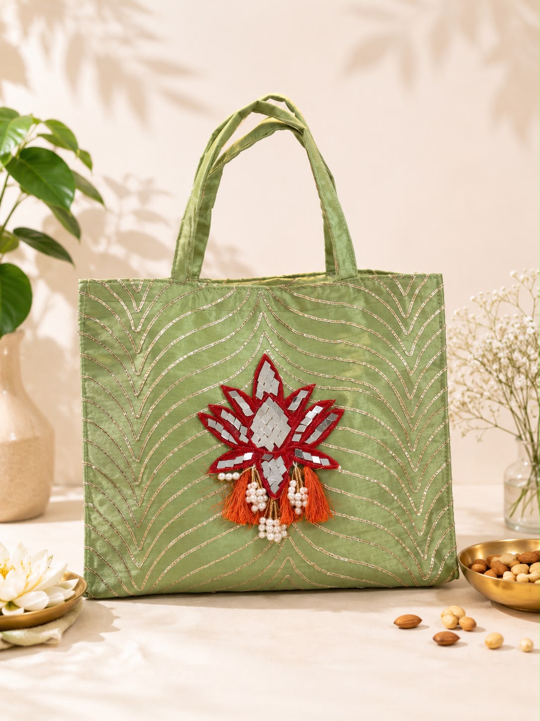 Gota Zip Hamper Bag with Mirror Lotus - Image 5