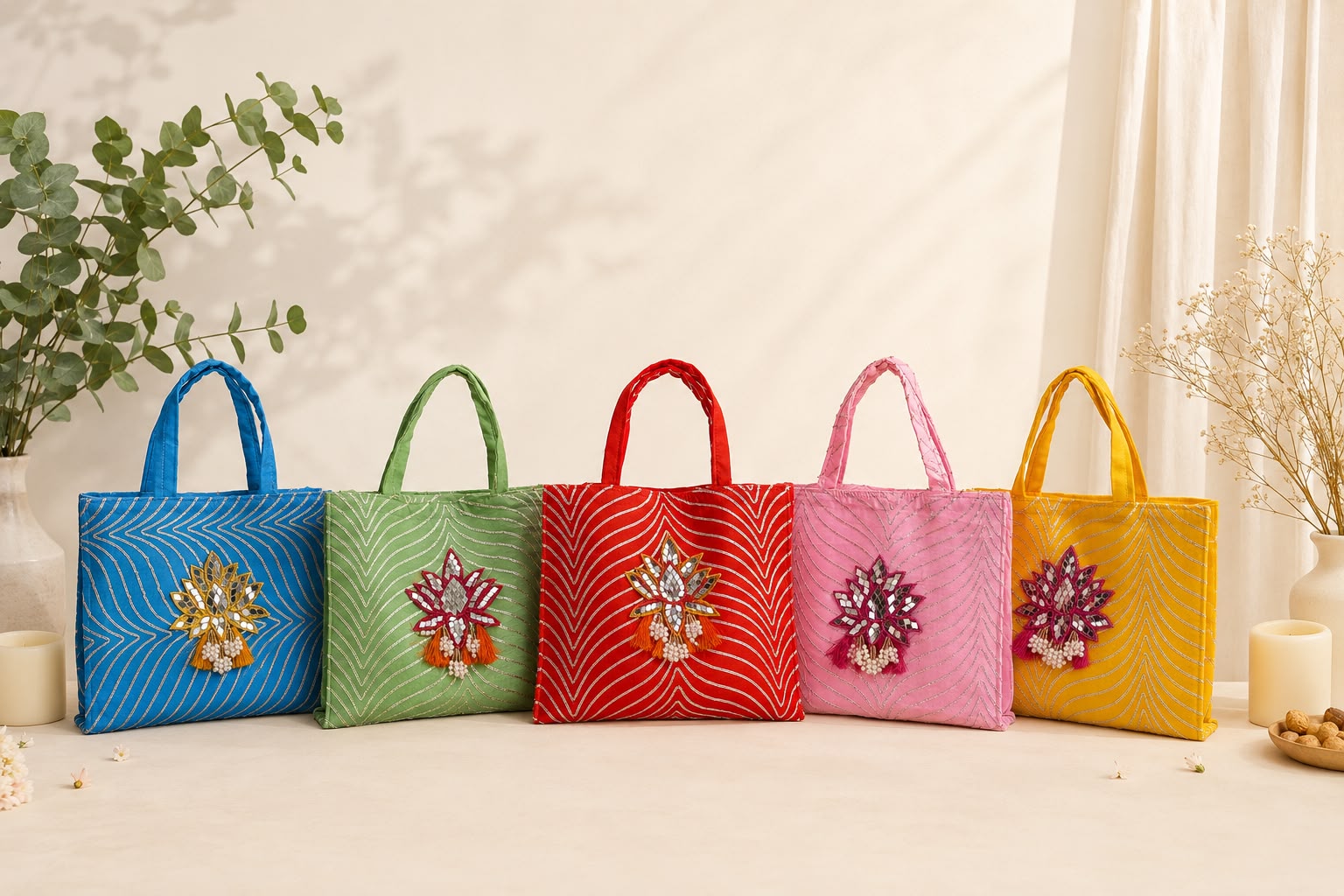 Gota Zip Hamper Bag with Mirror Lotus
