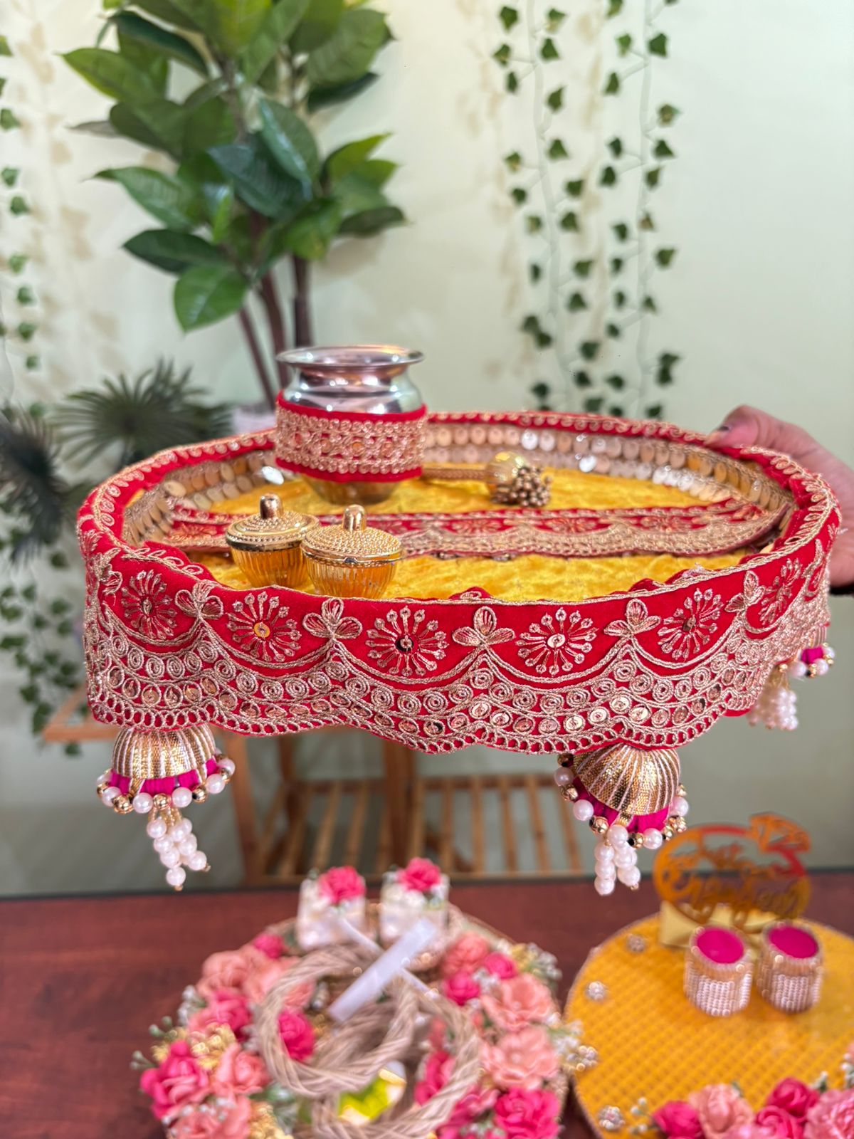 11" Steel Tilak Platter with Hnagings