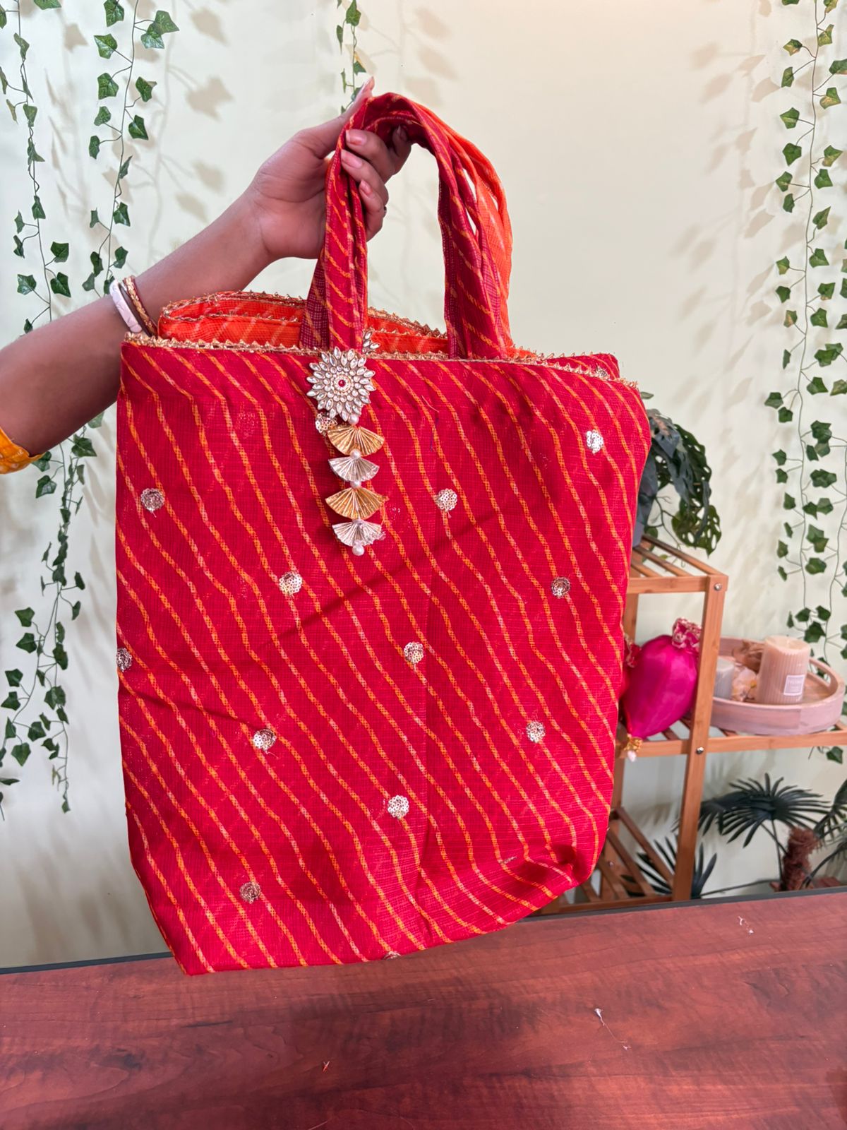 Soft lehariya bags with cloth handle (pack of 10) - Image 5