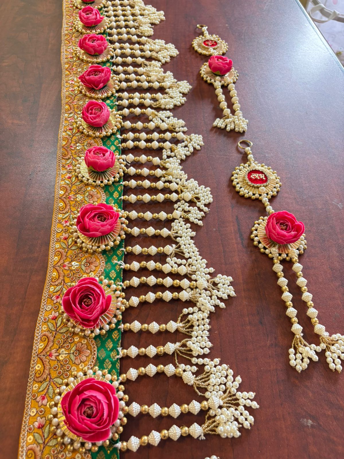 Yellow embroidery lace with jhallar (set of 3 pcs) - Image 6