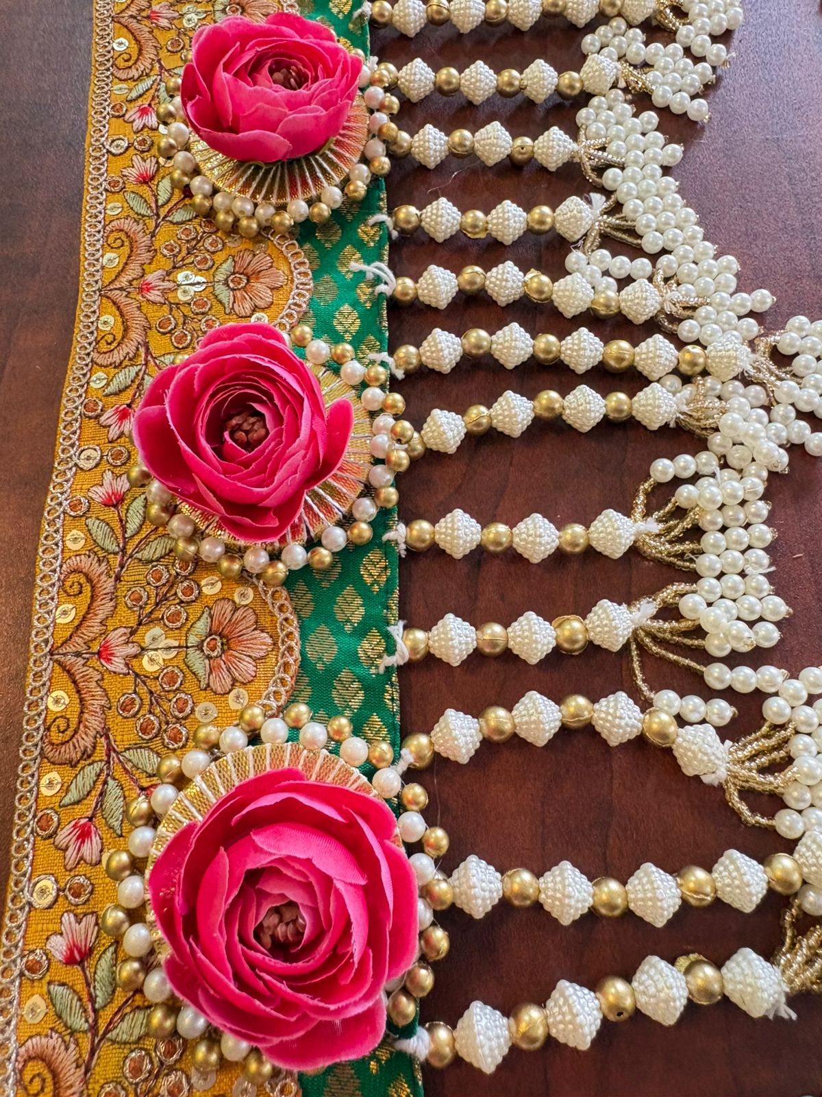 Yellow embroidery lace with jhallar (set of 3 pcs) - Image 5