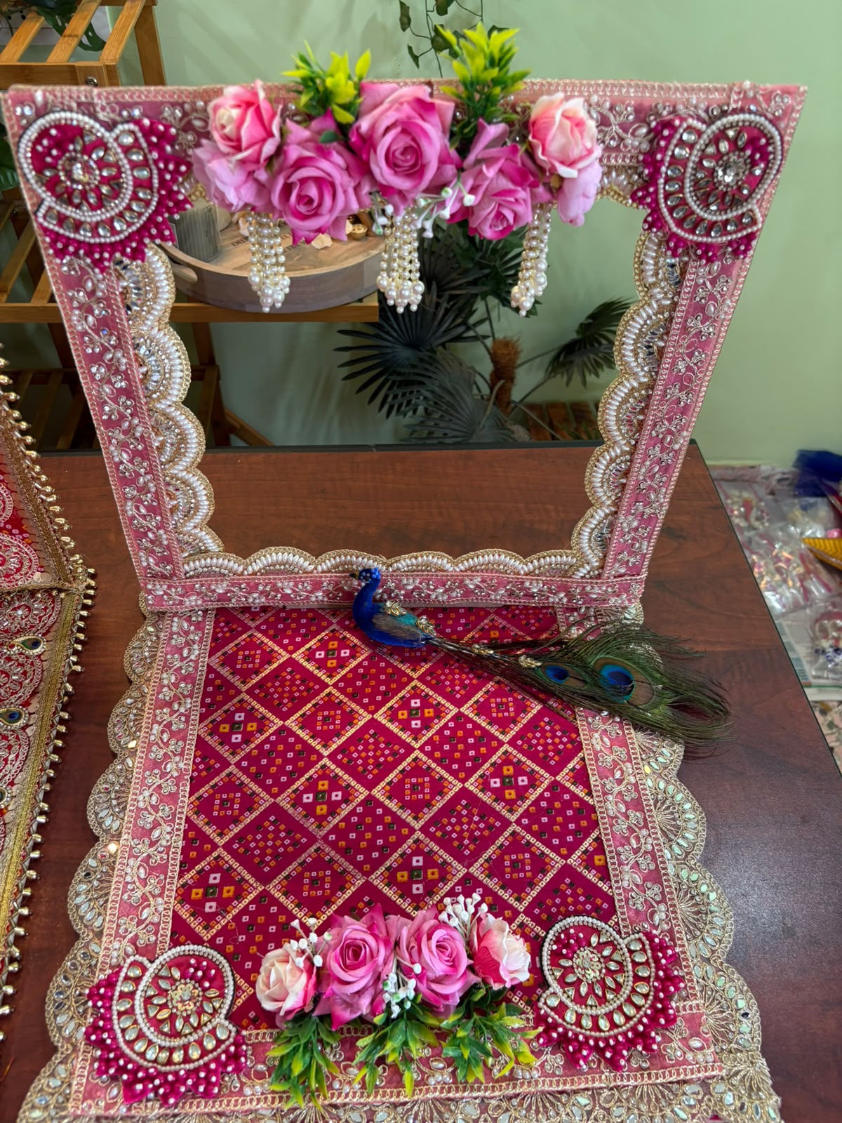 Pink peacock backdrop mandap - Image 4
