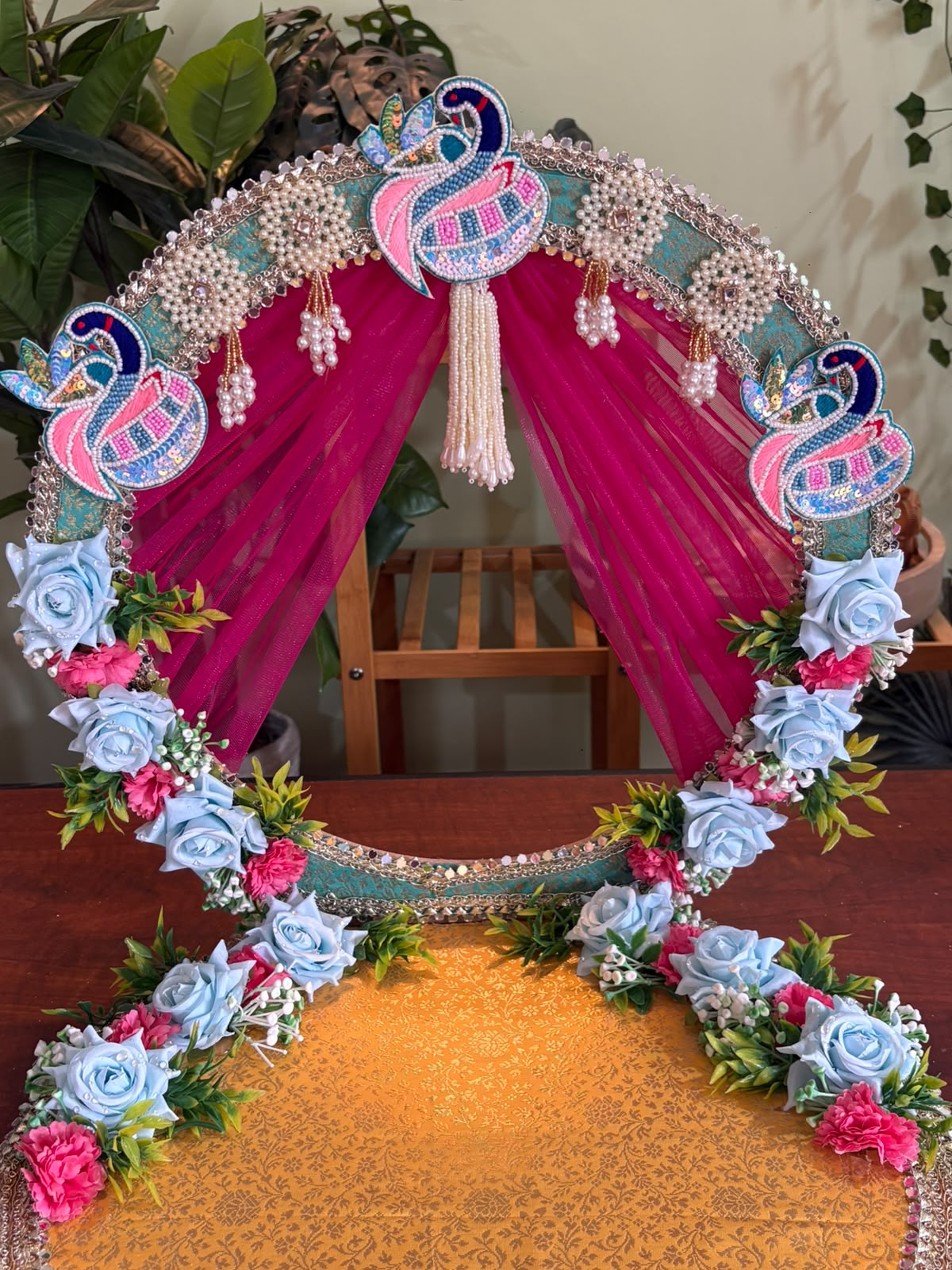 Blue/Pink Curtain round mandap (16 X 16) - Image 3