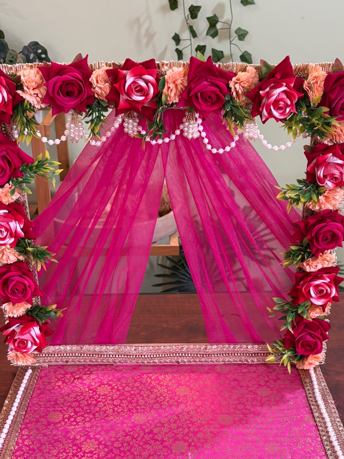 Royal Brocade Pink curtain mandap (16 X 16 ) - Image 2