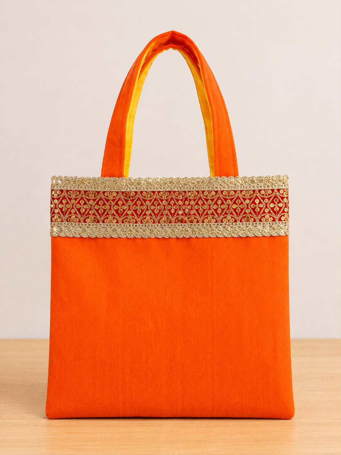 Soft silk dupian bags with zari border 12 BY 12 inches (pack of 10) - Image 4