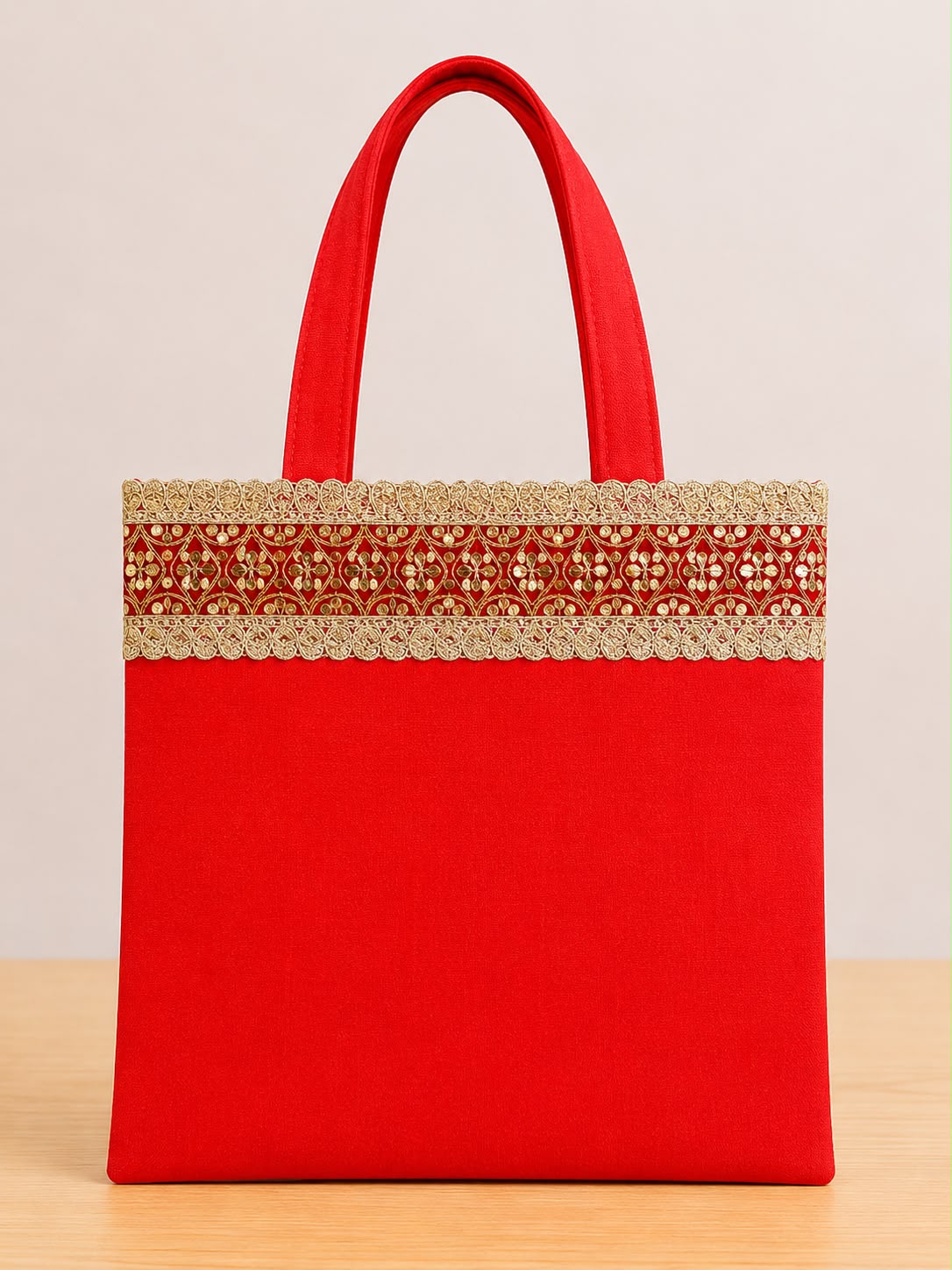 Soft silk dupian bags with zari border 12 BY 12 inches (pack of 10) - Image 2