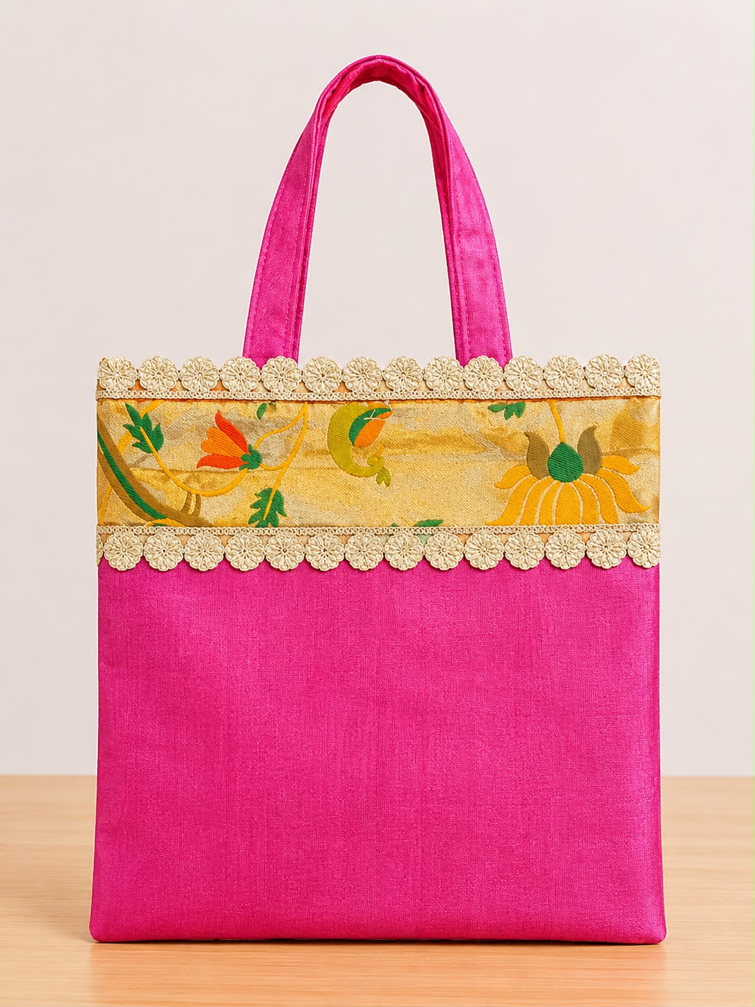 Soft silk dupian bags with paithaini border 12 BY 12 inches (pack of 10) - Image 4