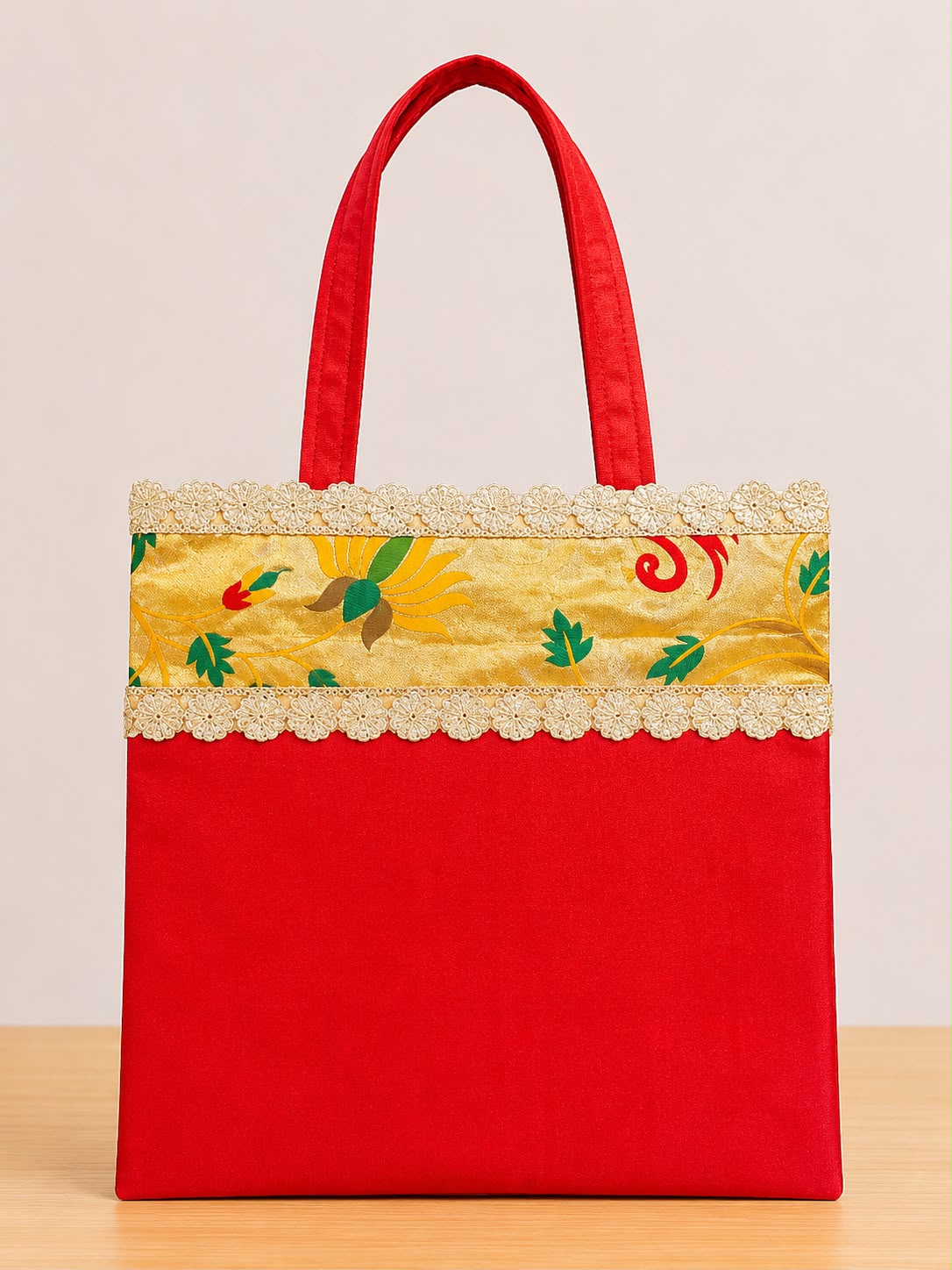 Soft silk dupian bags with paithaini border 12 BY 12 inches (pack of 10) - Image 5