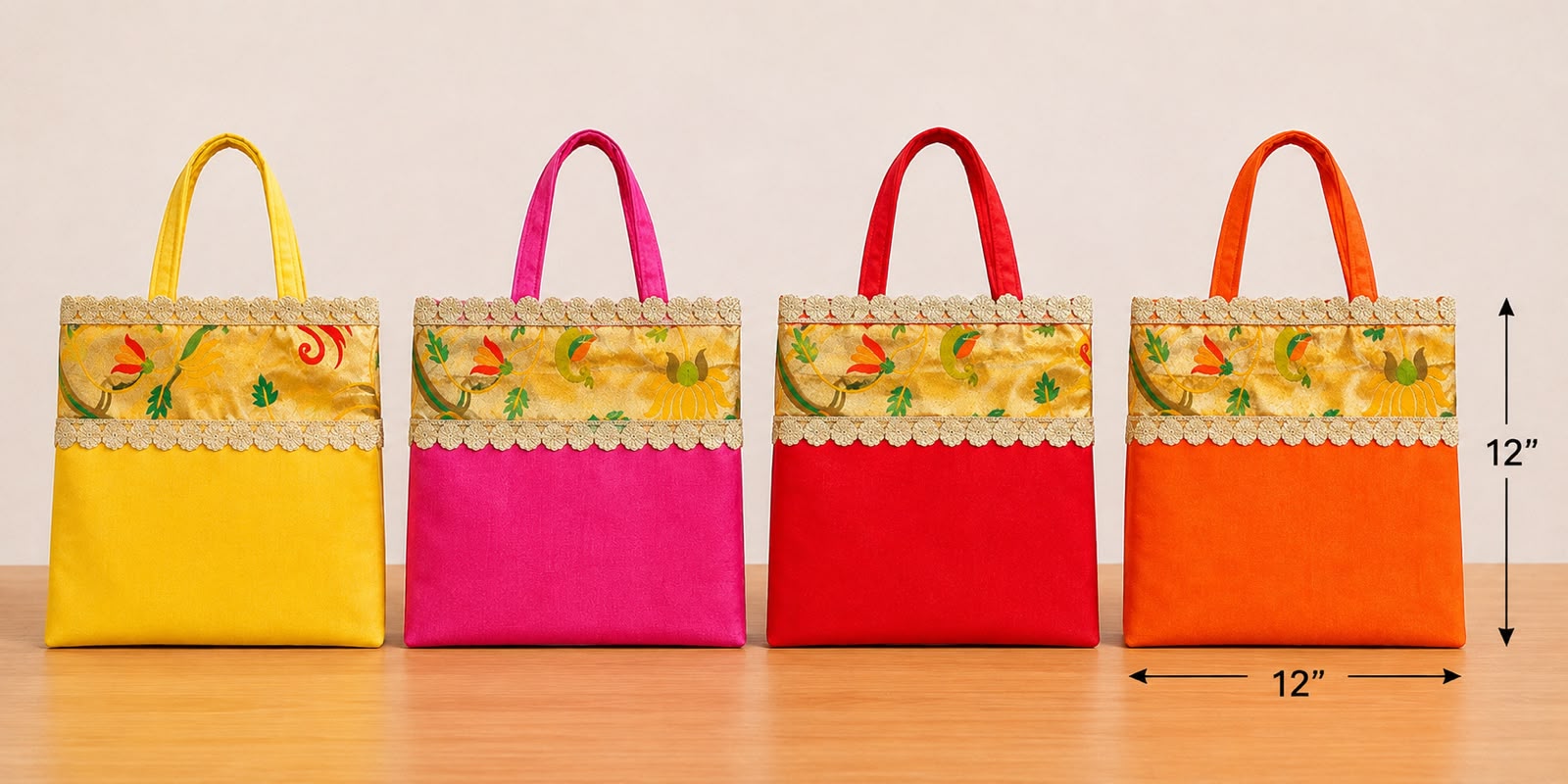 Soft silk dupian bags with paithaini border 12 BY 12 inches (pack of 10) - Image 2