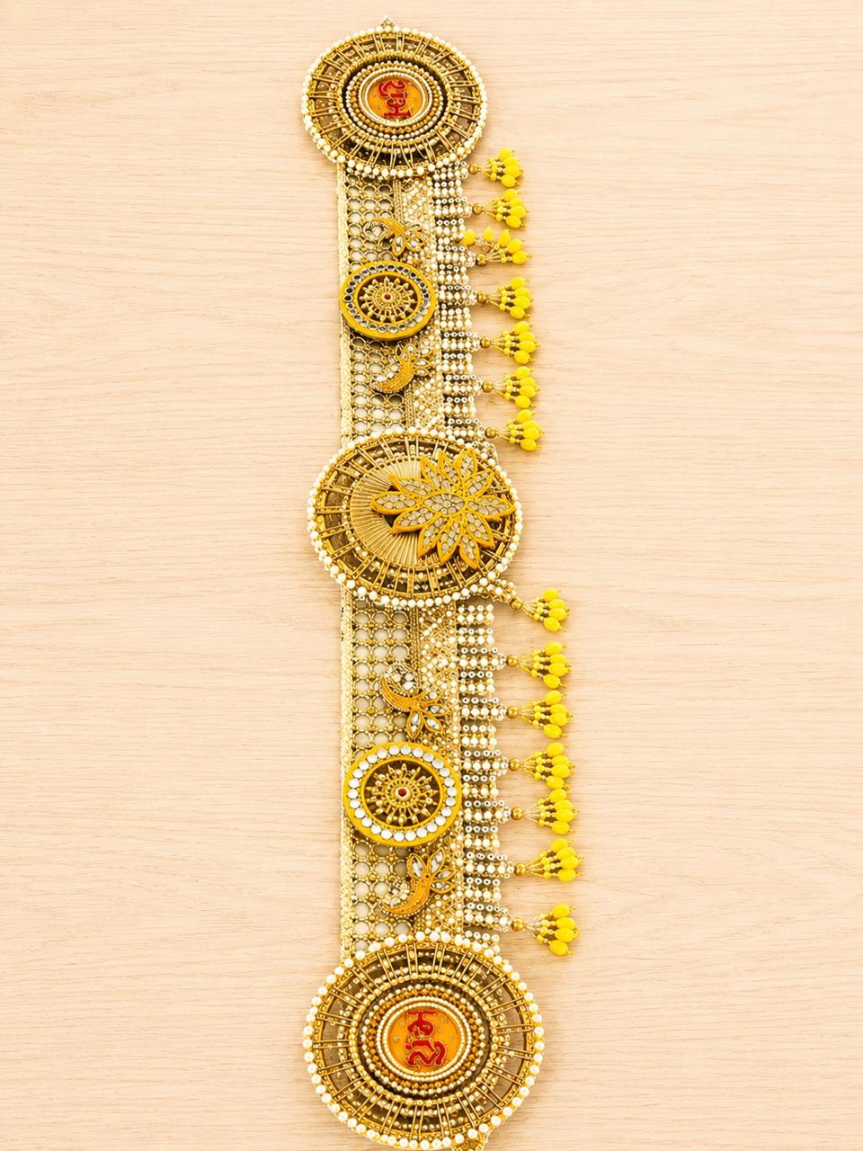 Yellow glittery heavy bandanwar
