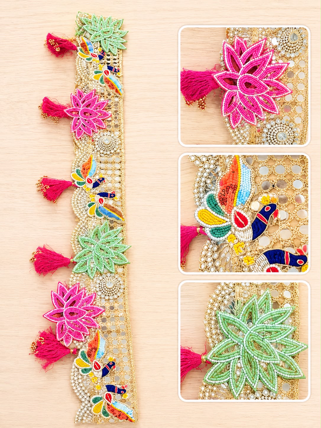 Glittery Lotus and peacock bandanwar - Image 2