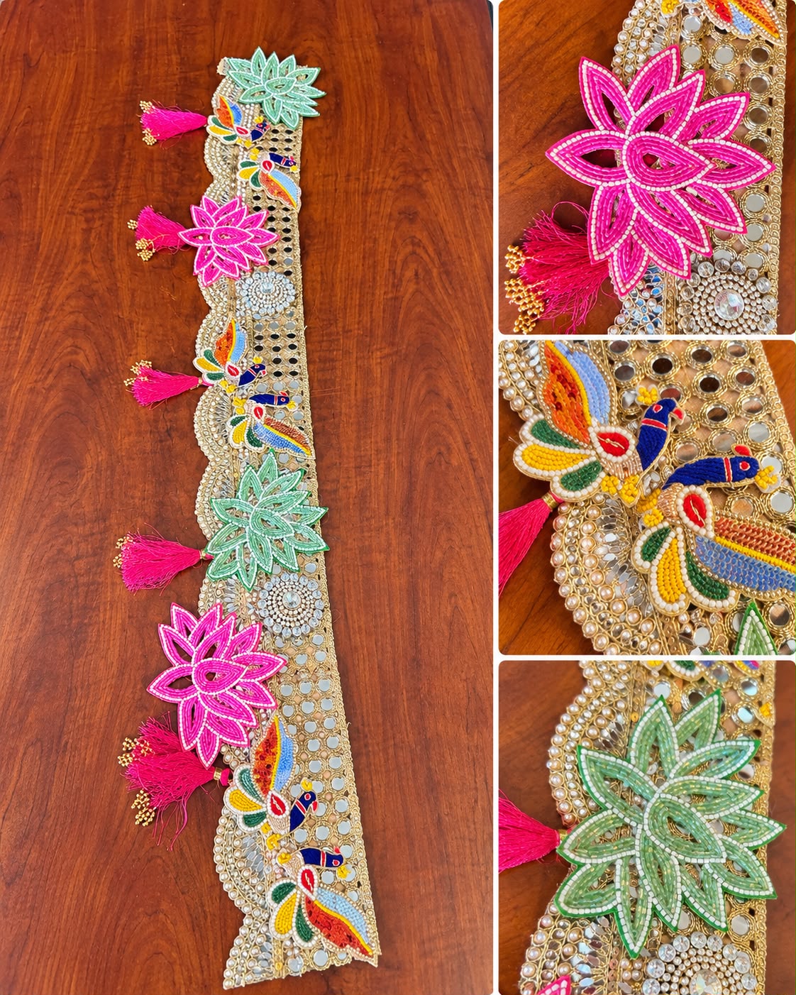 Glittery Lotus and peacock bandanwar - Image 3