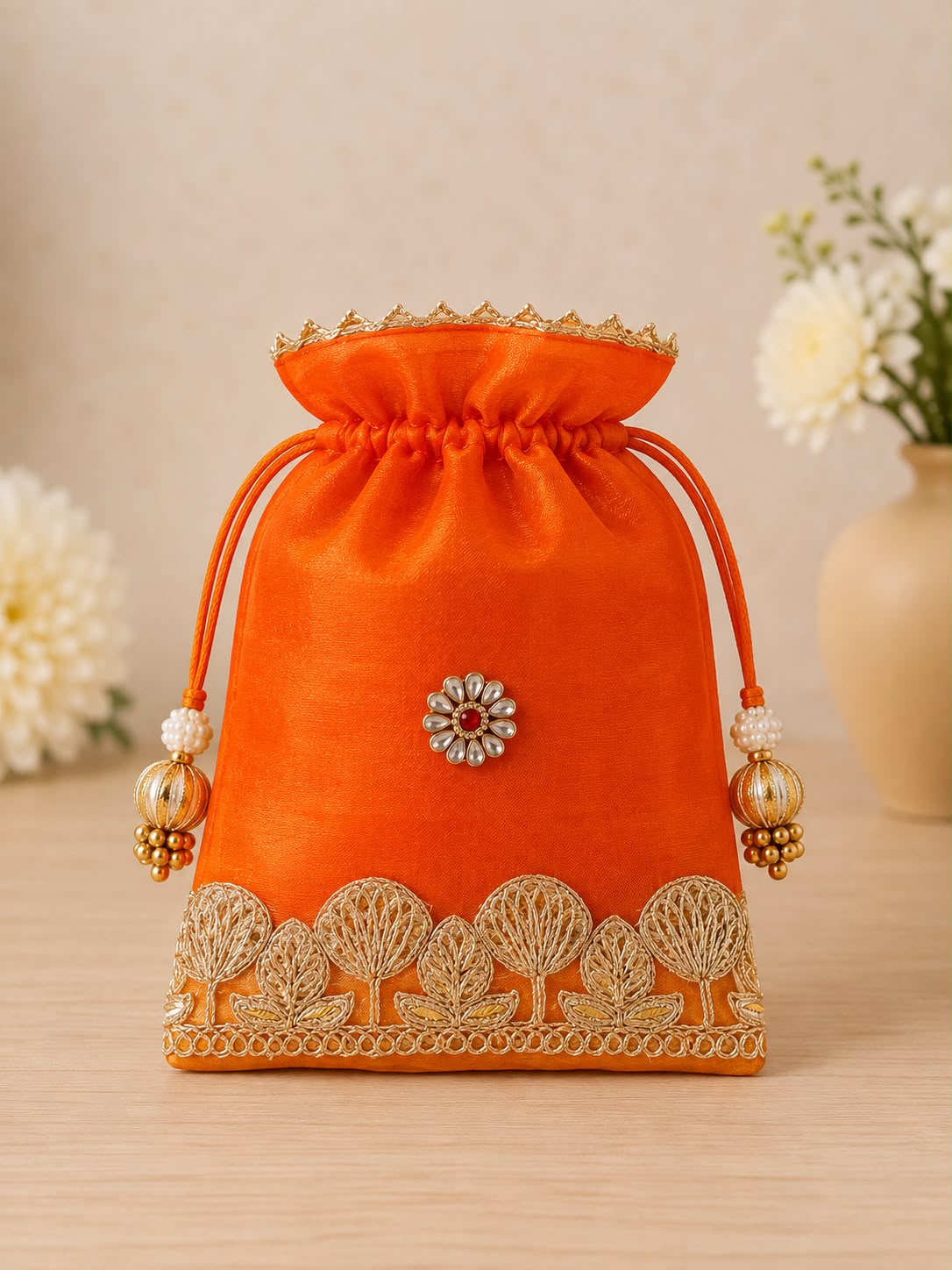 Double Organza Kundan flower potli 5/7 inch (pack of 20) - Image 2