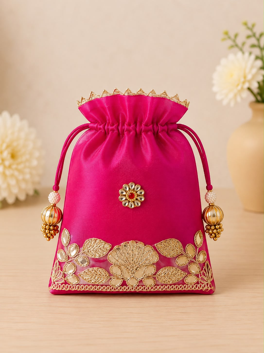 Double Organza Kundan flower potli 5/7 inch (pack of 20) - Image 5