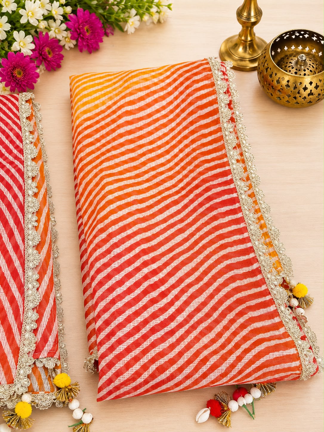 Lehariya Duppatta with lace and latkan (pack of 5) - Image 7