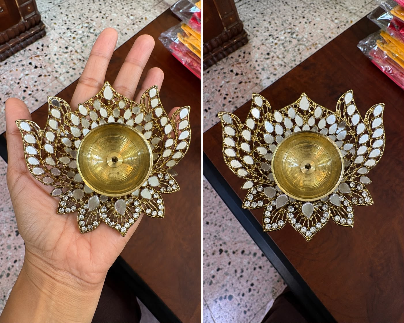 Metal Diyas with mirror work (pack of 2 pcs) - Image 9