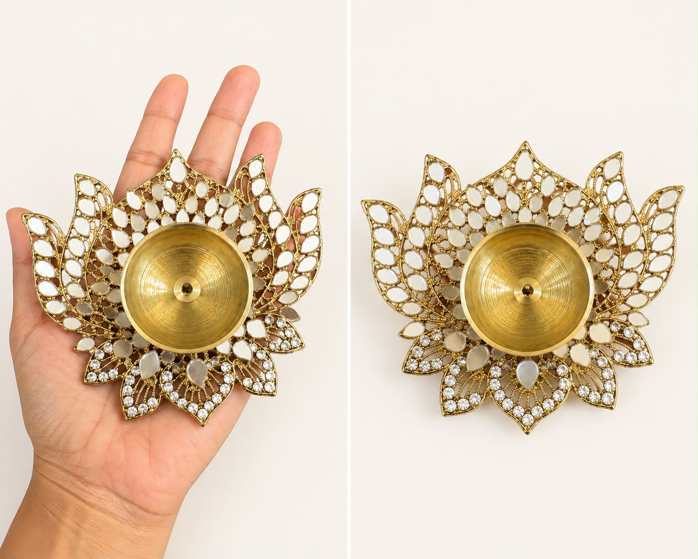 Metal Diyas with mirror work (pack of 2 pcs) - Image 8