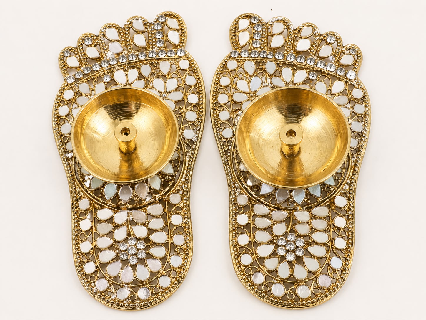 Metal Diyas with mirror work (pack of 2 pcs)